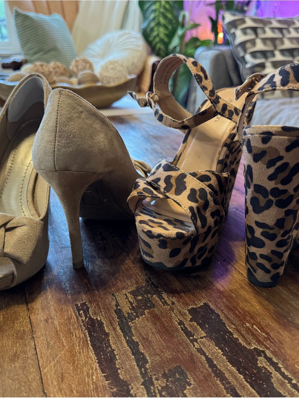 Leopard Print Platform Sandals in Brown - Women Shoes